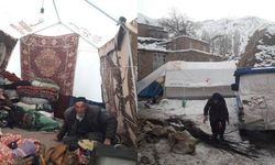 Hoy depreminden etkilenen Azerbaycan’lı çocuklar ve kadınlar soğukta ve karda mahsur kaldılar